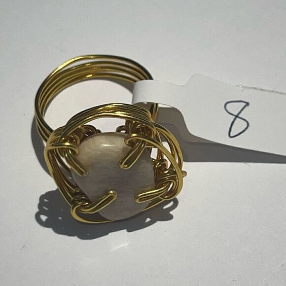 🔥 MILKY QUARTZ WIREWRAPPED GENUINE GEMSTONE CHUNKY RING 🔥 - Picture 3 of 6